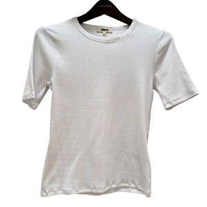 Madewell‎ Ribbed Short Sleeve Tee – White – NWT – Size M *small imperfection*